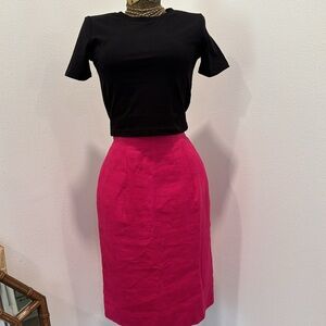 VINTAGE LORD & TAYLOR Magenta Linen Pencil Skirt